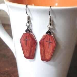 Halloween coffin earrings